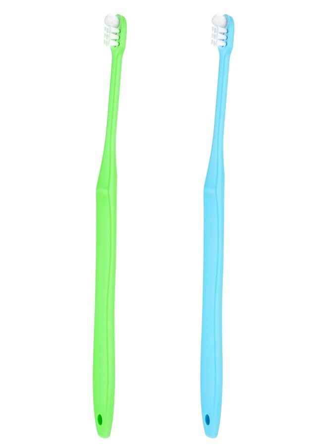 WLLHYF 2 Pieces Tuft Toothbrush Small Head End Tapered Interdental Interspace Nursing Soft Tiny Toothbrush Orthodontic Periodontal Dental Products(Blue + Green) - Image 1